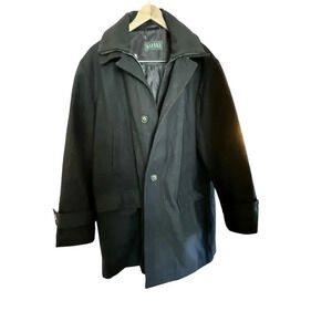 Lauren Ralph Black Wool Peacoat Coat Size Large